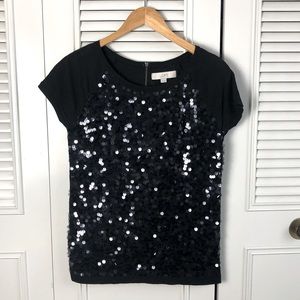 **CLOSING BUY ONE GET ONE** Loft Front Sequin Tee Dressy Blouse Top